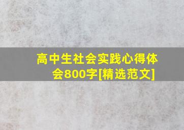 高中生社会实践心得体会800字[精选范文]